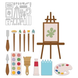 GLOBLELAND Painting Tools Metal Cutting Dies Palette Die Cuts for DIY Scrapbooking Festival Birthday Wedding Cards Making Album Envelope Decoration 3.54 x 3.18, Matte Platinum