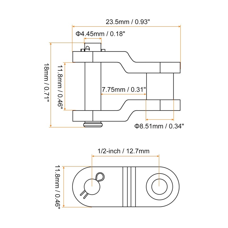 sourcing map Set of 12 Offset Half Link Roller 1/2