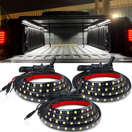 3Pcs 60 Inch Truck Bed Lights, Avenemark Waterproof 12V LED Light Strip with 270 White LEDs, Truck Accessories Strip Lights Kit with On/Off Switch Wiring Extension Cable for Pickup Cargo Boat