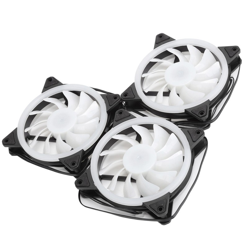 3Pcs Computer Chassis Cooling Fan Mute 6‑Pin Dual RGB Lights