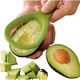 Stainless Steel and Plastic Avocado Cuber - Effortless Slicing with Good Grips - Kitchen Essential for Perfect Avocado Prep - Durable and Efficient Tool (Green)