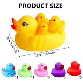 19 Pcs Bath Toys Set With 5 Vibrant Colors, Mini Rubber Ducks, Mini Rubber Ducks For Kids Bathtime, Party Decorations, Pool Fun, Collectible Duck Toys