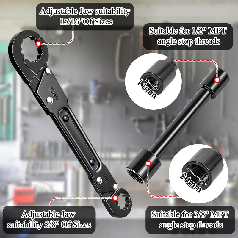 cotaour Angle Stop Wrench Kit, Plumbing Tools, Angle-on Wrench Plumber