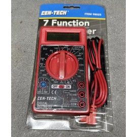 Centech Cen-Tech 7 Function Digital Multimeter AC DC Voltage Current LCD 98025 NEW