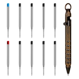 Origin-Joy 1 Pack Bolt Action Pen Set, Six Edge Solid Brass EDC Pocket Tactical Pen With 10 Ballpoint Refills (Retro Black)