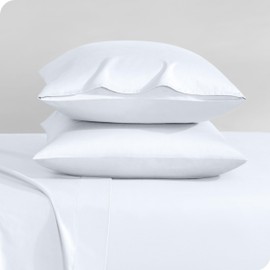 Bare Home 100% Organic Cotton Sateen Pillowcase Set - Standard Size - Smooth Sateen Weave - Queen Size Pillowcases - Envelope Closure - Warm & Luxurious (Standard Pillowcase Set of 2, White)
