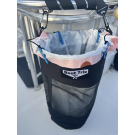 Boat Trash Bag - Large Versatile Hoop Mesh Garbage Bag designed for Use with/or without a bag liner