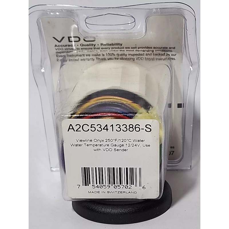 VDO 2-1/16 in. ViewLine Onyx 250F/120C Water Temperature Gauge 12/24V