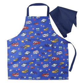 [キッズフォーレ] エプロンセット ＫＦＢ 総柄エプロン B L ボーイズ ブルー L