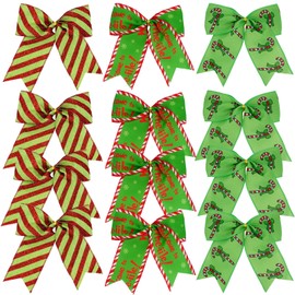 12 Pcs Red Green Christmas Bows, 6 Inch Large Christmas Wreaths Bows for Tree Gift Wrapping Garland Decoration Xmas Tree Ribbon Ornaments