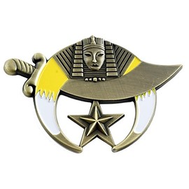 Shriner Brushed Brass Masonic Auto Emblem - 2" Tall