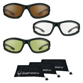 Bikershades Motorcycle Safety Bifocal Sunglass Reader +1.50. Blue Blocking HD, Clear & Yellow