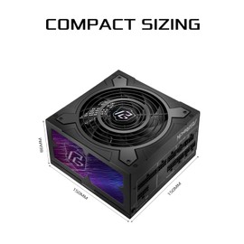 ASRock Phantom Gaming PG-750G ATX 3.1 750W Power Supply Fully Modular Individual Braided Pattern PCle 5.1 10 Years Warranty Enthusiast Gamers 80 Plus Gold Cybenetics Platinum 12V-2x6 Cable