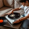 GLENLCWE Moon Stars Black Turntable Platter Mat 12 Inch Anti