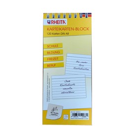 Index Card Pad Lined DIN A8 with 120 Cards 170 g/m² Ideal for School Education Leisure and Work