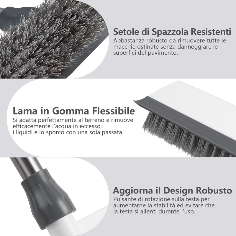 Mitclear Spazzola per Pavimenti con Manico Lungo(128cm), 2 in 1