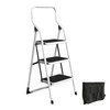 3-Step Stool - Folding Ladder with Handrails, Attachable Tool Bag,