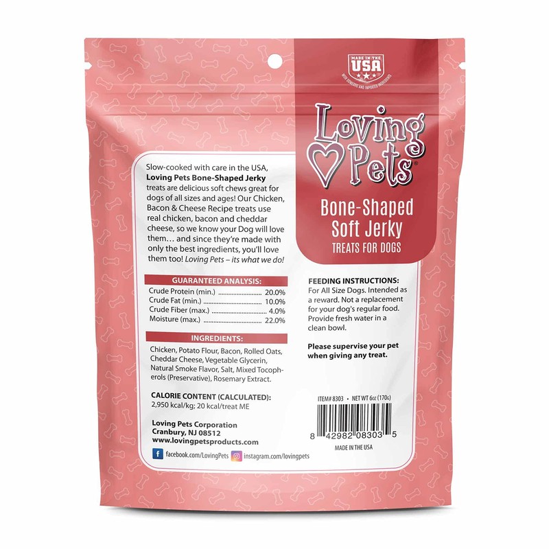 Loving Pets - Soft Chew Jerky (Bone-Shaped, Chicken, Bacon &