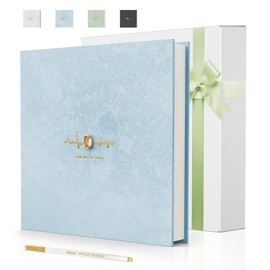 Popotop Wedding Photo Album Self Adhesive Scrapbook Album for 4×6 5×7 8×10 Pictures DIY Scrap Book wedding photo album with Metallic Pen,Photo Book with a Gifts Case, Gemstone