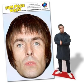 Party People 1 x Liam Gallagher - Ready To Wear Celebrity Face Mask Includes Freestanding 20cm Desktop Standee Card Cutout - Standee Liam G