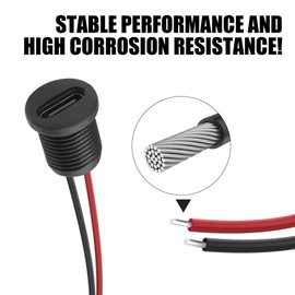 YACSEJAO 2 Pin Type-C Female Chassis 22AWG USB C Female Socket Connector 3A Waterproof Jack Female Charging Port(4PCS)
