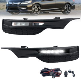 LED Fog Lights Compatible with 2016 2017 Honda Accord Sedan Front Bumper Fog Lamps with Switch and Wiring Harness- Clear Lens
