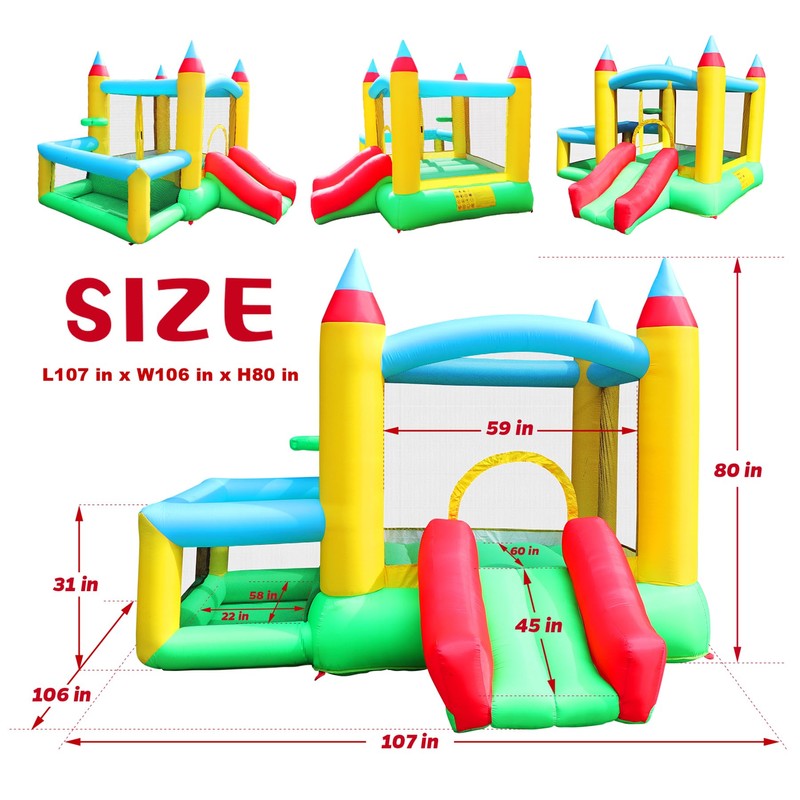 WELLFUNTIME Inflatable Bounce House with Slide, Jumping Castle with Blower