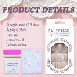 Nude Pink Short Square Press on Nails SWEKKE Fake Nails Full Cover Solid Color False Nails with Nail Glue Glossy False Nails with Nail Glue Artificial Acrylic Nails for Women Girls 24Pcs