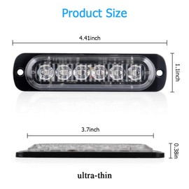 yifengshun 4pcs 6 LED Blue Strobe Emergency Light Bar Surface Mount Ultra Thin Grille lights Bright Warning Hazard Flashing Lights For Car Truck Vehicles Off Road Police Car 12-24V