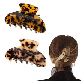 2pcs French Hair Clips Large Hair Claw Bullet Turtle Shell Claw Luxury Fashion Vintage Accessory for Women Girls