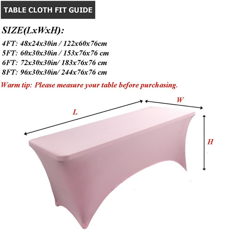 Skyour Stretch Spandex Tablecloth 4ft/5ft/6ft/8ft Foldable Rectangle Elastic Fitted Tablecloth