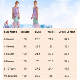 Fishkidtail Little Girls Princess Mermaid Costume for Girls Dress Up with Accessory for Christmas Birthday Party Supplies