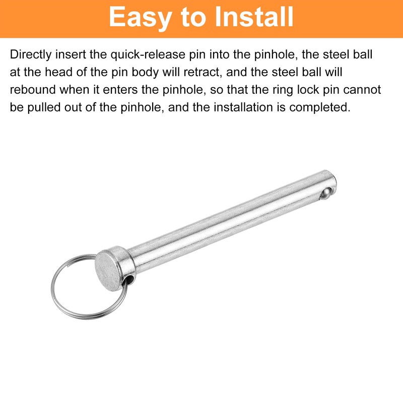 sourcing map 2Pcs 6mmx60mm Quick Release Pins, Carbon Steel Marine