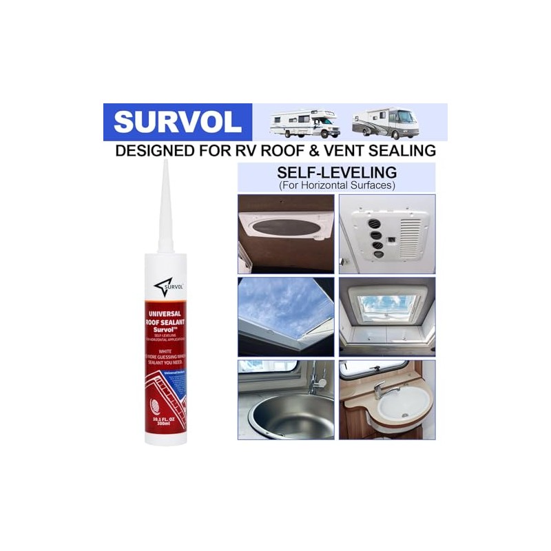 Survol RV Roof Sealant - Self-Leveling Caulk for All Weather