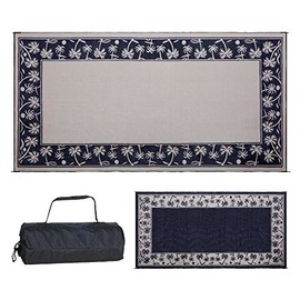 Stylish Camping 209181 Outdoor Patio / RV Camping Mat - Palm Tree (Black/Beige, 9-Feet x 18-Feet)