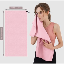 RINGSUN Gym Towel for Women, Microfiber Quick-Dry Towel (40x80cm), Lightweight Soft and Ultra-Absorbent, Perfect for Yoga Running and Outdoor Activities (Pink)