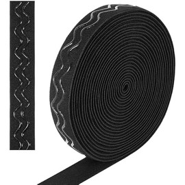 5 Yard Silicone Gripper Tape for Clothing 0.8 Inch Wide Black Elastic Band Non-Slip Silicone Elastic Gripper Band Tape Wave Silicone Gripper Tape for DIY Garment Sewing Project Wig Making Accessories