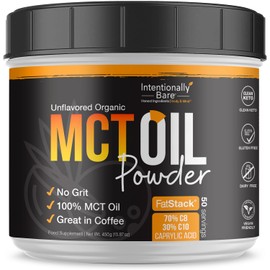 Intentionally Bare Keto MCT Oil Powder - 70% C8 & 30% C10 Medium Chain Triglycerides from Coconut Oil - Ideal for Keto Coffee, Shakes & Smoothies – Clean Energy, Mood, Focus & Metabolism - Unflavored