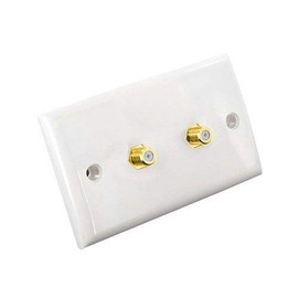 Dual F-Type TV Antenna Flylead Wall Plate Wallplate Socket Outlet Gold Plated