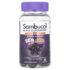 Sambucol Children's Black Elderberry Gummies + Vitamin C + Zinc 30 gummies for children over 2 years old, Sambucol Children's Black Elderberry Gummies Vitamin C Zinc Only 2, 1, 30 tablets / Sambucol 어린이용 블랙 엘더베리 구미젤리 + 비타민C + 아연 만 2세 이상 구미젤리 30개, Sambucol어린이용블랙엘더베리구미젤리비타민C아연만2, 1개, 30정