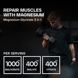 Bulk Magnesium Glycinate 3-in-1 Complex | 1800mg High Absorption | Triple Strength Magnesium with Bisglycinate, Citrate & Malate | Supports Muscle Function, Energy & Repair | Vegan | 90 Tablets