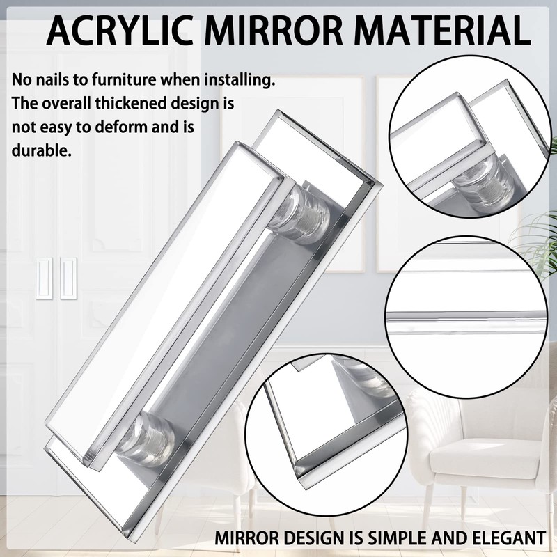 Weysat 2 Pcs Mirror Closet Door Pulls Handle Adhesive Self
