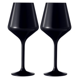 Unbreakable European Style Plastic Crystal, Stemmed Wine Glasses | Set of 2 | Acrylic Tritan Drinkware, Unbreakable Black Color Shatterproof BPA-free, Reusable, Floating Pool & Indoor & Outdoor, 18oz