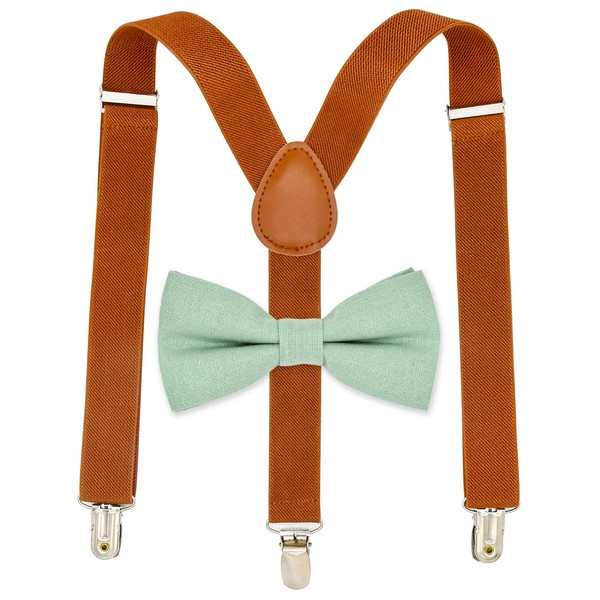 Qenidm Bow Tie with Suspenders Set, Sage, X-Small