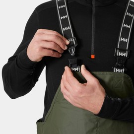 Helly-Hansen Workwear Gale Waterproof Bib Pants for Men - Polyester/Polyurethane Waterproof Overalls Designed for Mobility - 480 Army Green - Large