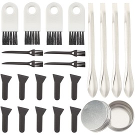 GORGECRAFT 23Pcs Pollen Scrapers Kit for Grinder Including Cleaning Brush Pollen Scrapers Stainless Steel Spatula Micro Scoop and 10ml Aluminium Jar