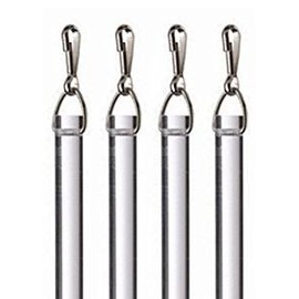 Shade Doctor of Maine 36" Heavy Duty Clear Acrylic Drapery Baton Curtain Wands 1/2" Thick with Stainless Steel Snap Hooks (4-Pack)