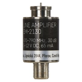 EMOS Satellite Line Amplifier Inline 30dB (Frequency Range 470-790MHz) for DVB-T2, Cable TV or Antennas