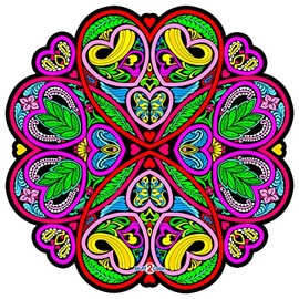Stuff2Color Hearts Fuzzy Velvet Mandala - 20x20 Inches - Coloring Poster