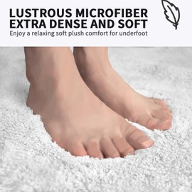 FIFU Bath Mats for Bathroom Non Slip, Super Soft Shaggy Bath Rugs for Bathroom Floor, Absorbent Plush & Machine Washable Bathroom Rug Mat 17x24 Inches White